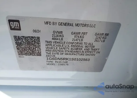 2025 Cadillac Ct5 Premium Luxury Rwd z USA, uszkodzony, nr VIN 1G6DN5RK1S0102563